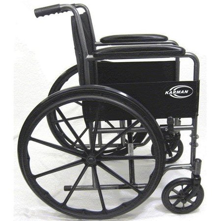 KARMAN Karman LT-800T 18 Inch Lightweight Deluxe Wheelchair with Padded Fixed Full Armrests LT-800T